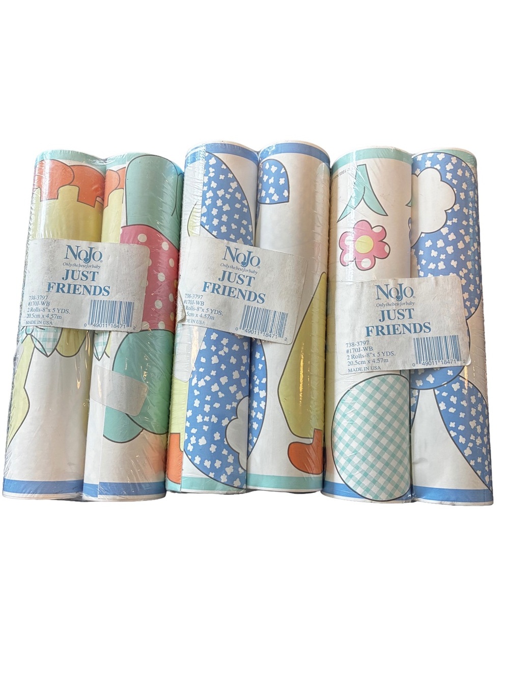 Vintage 90s NoJo Just Friends Nursery Wallpaper Border 6 Rolls / 30 Yards Bunny